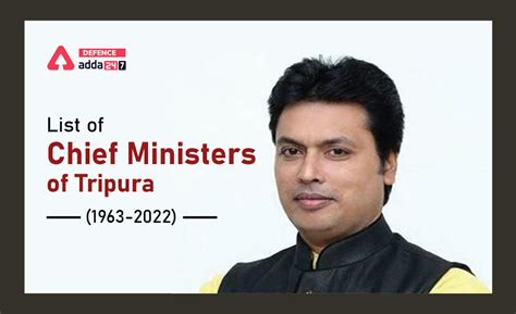 List Of Chief Ministers Of Tripura 1963 2022