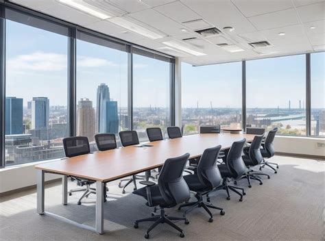 Premium AI Image | A modern office conference room with sleek furniture and large windows with ...