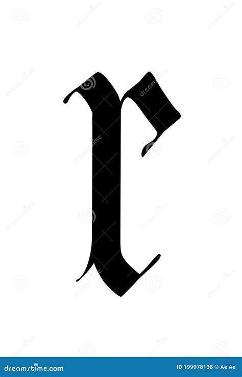 Letter R In The Gothic Style Vector Alphabet The Symbol Is Isolated