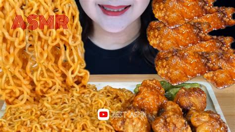 Asmr Eating Korean Fire Noodles Fried Chicken Pickle Mukbang No Talking Eating Sounds Zest