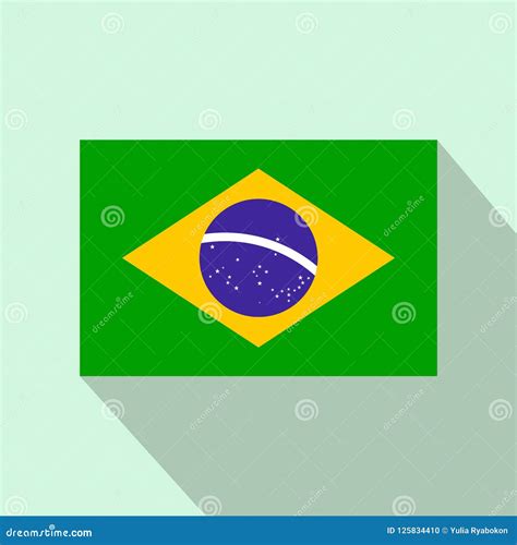 Bandera Del Icono Del Brasil Estilo Plano Stock De Ilustraci N