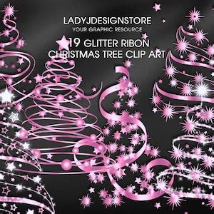 Pink Ribbon Sparkle Christmas Tree Clip Art In Png Format Pink