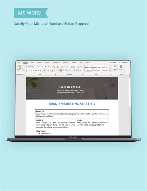 Brand Marketing Strategy Template in Word, Google Docs - Download ...