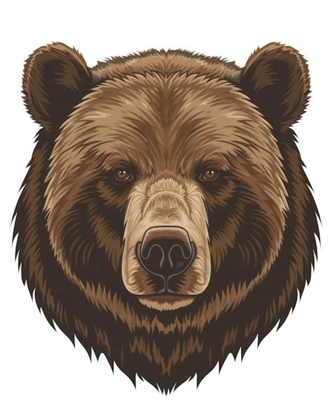 grizzly bear face majestic brown bear isolated  white background