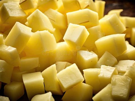 Diced Boiled Potato Pile Chopped Potatoes Cooked Cubed Potato On