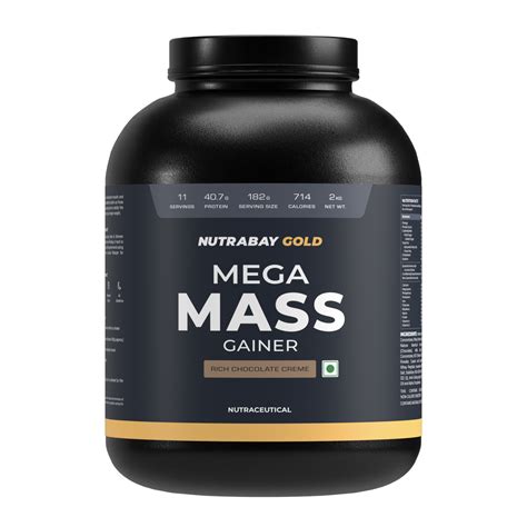 Nutrabay Gold Mega Mass Weight Gainer ( 2 Kg (4.4 Lb), Rich Chocolate ...