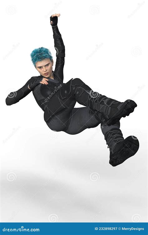 Woman in Body Armour Falling Backwards or Downwards Stock Illustration ...