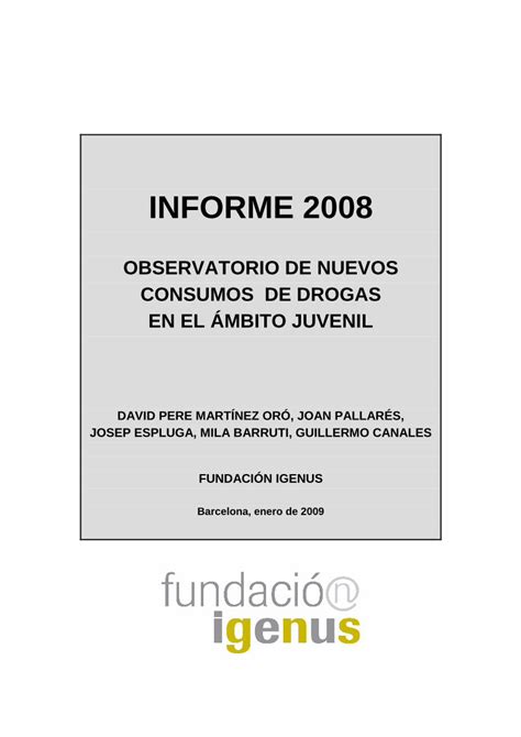 Pdf Observatorio De Nuevos Consumos De Drogas En El Mbito Juvenil