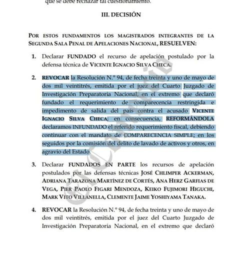 Poder Judicial Revocó Orden De Impedimento De Salida Del País Contra