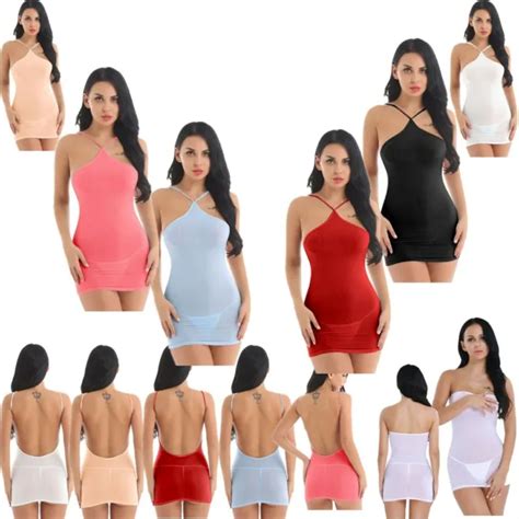 Sexy Femme Robe Transparent Robe Longues Babydoll Mini Robe Bodycon