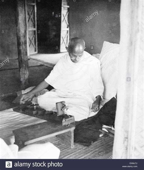 Mahatma Gandhi Spinning In His Hut At Sevagram Ashram 1939