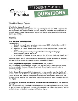 Fillable Online What Is The Oregon Promise Fax Email Print Pdffiller