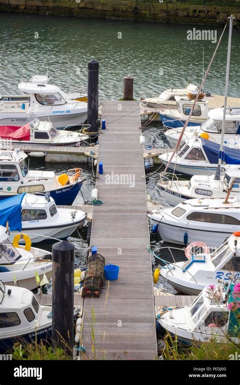 Motorboats Fishing Boats And Yachts Tied Up At Seaham Harbour Marina