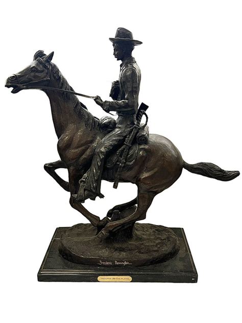 Extra Large Vintage Frederic Remington Bronze Sculpture Trooper Of The Plains 22 Inches Tall Auction