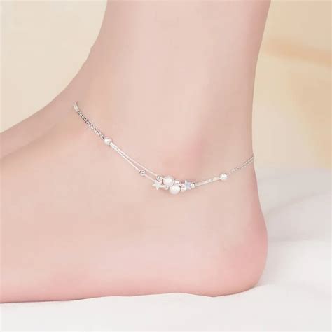 Fashion 925 Sterling Silver Anklet Fine Jewelry Simple Charm Star Foot