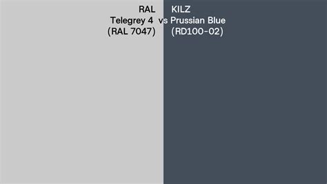 RAL Telegrey 4 RAL 7047 Vs KILZ Prussian Blue RD100 02 Side By Side