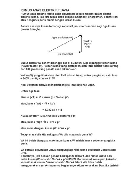 Rumus Asas Elektrik Kuasa Pdf