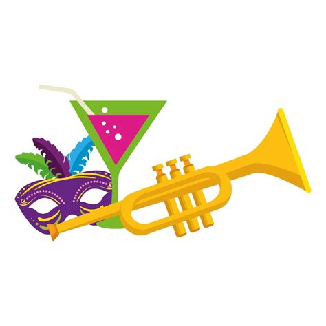 Isolated Mardi Gras Mask Cocktail And Trumpet Vector Design 1932914