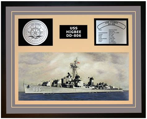 USS HIGBEE DD-806 Framed Navy Ship Display Burgundy – Navy Emporium