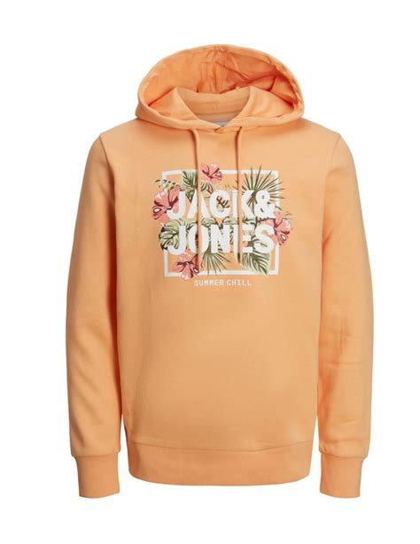 Sudadera Jack Jones Becs Naranja Con Capucha Para Hombre