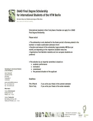 Fillable Online Application Form Pdf Htw Berlin Fax Email Print