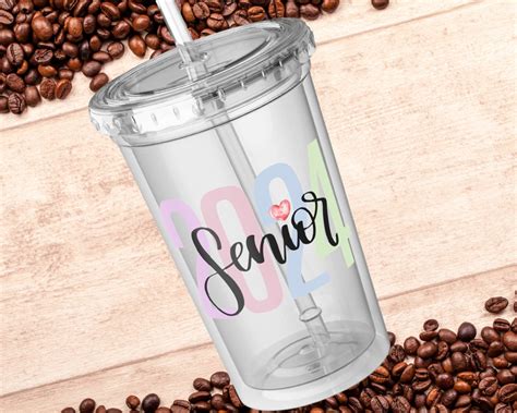 Senior 2024 Acrylic Cup 2024 Senior Tumbler Class Of 2024 Insulated Cup Graduation T Senior