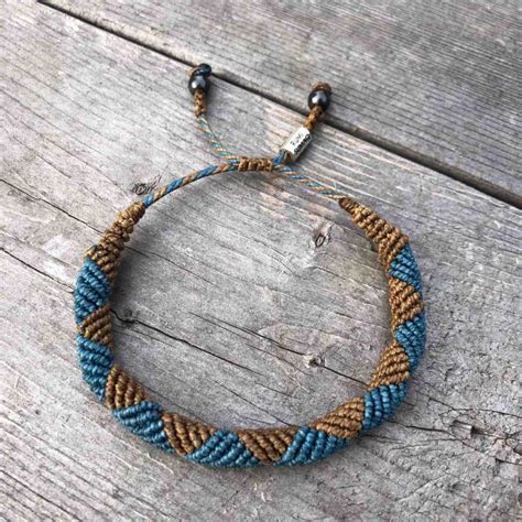 Rope Bracelet Mens Blue Brown Rumi Sumaq Nautical Rope Bracelets