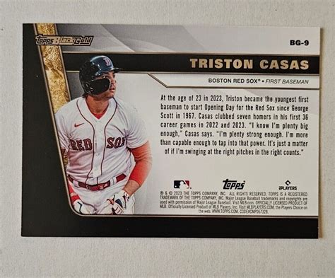 Topps Update Bg Triston Casas Rc Black Gold Boston Red Sox Ebay