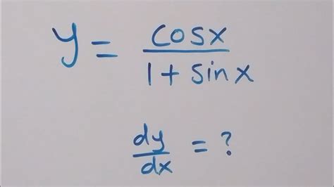 Find The Derivative Of Y Cosx1sinx With Respect To X Youtube