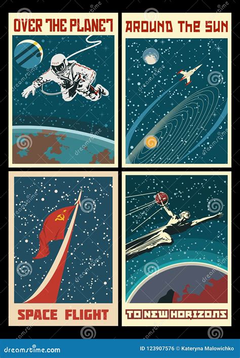 Soviet Space Propaganda Posters Style Illustrations | CartoonDealer.com ...