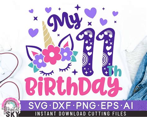 My 11th Birthday Svg Eleven Birthday Svg Unicorn Birthday Svg