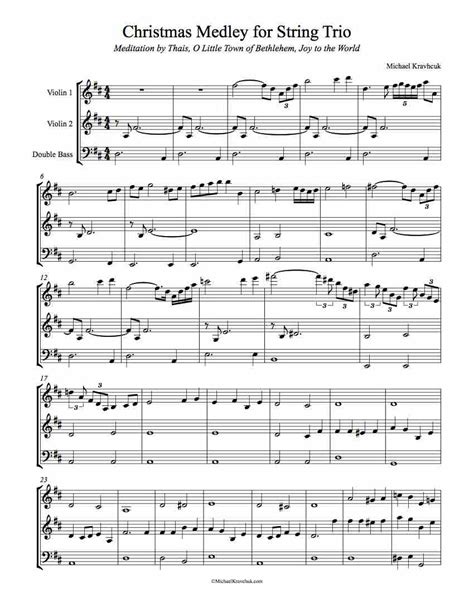 Free Christmas Medley Sheet Music For Two Violins And Double Bass