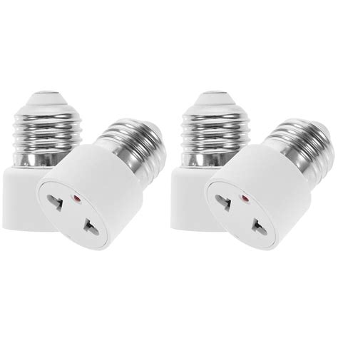 4 Pcs Light Socket To Plug Adapter E27 Socket To 2 Prong Light Socket Outlet