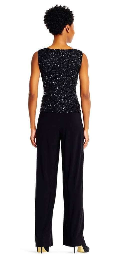 Black Adrianna Papell Ap1e201490 Sleeveless Formal Pant Suit For 219