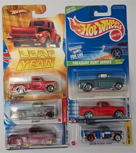 Hot Wheels Chevy Truck Lot Of 6 52 Leap Year 56 Flashsider T Hunt 69 Pickup Ebay