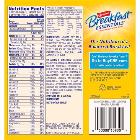 Carnation Breakfast Drink Nutritional Information - Nutrition Ftempo