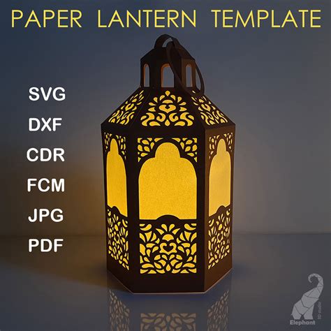 Paper Lantern Template Svg For Cricut Dxf For Silhouette Inspire