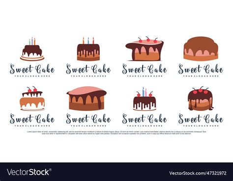 Set of sweet cake logo design template Royalty Free Vector