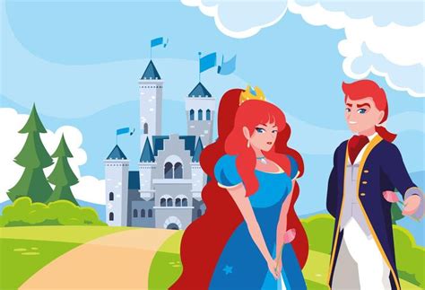 O Príncipe Que Faz Parte Do Conto De Fadas - princesa e príncipe com conto de fadas do castelo na paisagem 679335 ...