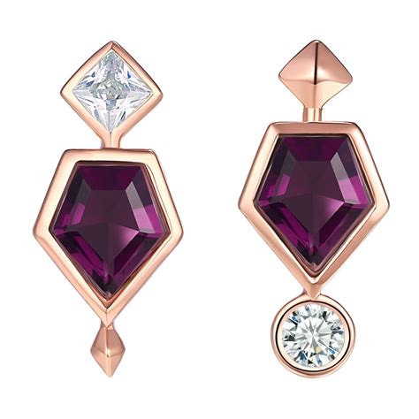 Newshe Prata Esterlina Rosa Ouro Cor Pent Gono Roxo Gem Pedra