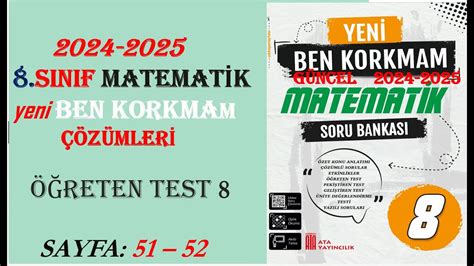 Sinif Matemat K Ben Korkmam Reten Test Sayfa Youtube