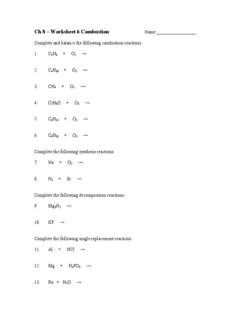 Attachment PDF Combustion Practice Answer Key Pdf Worksheet 6