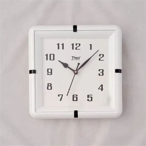 Theo Quartz Plastic White Pearl Finish Clock Size 227x227x38 Mm