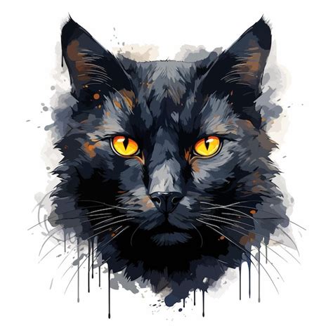 Premium Vector Black Cat Head Vector Illustration