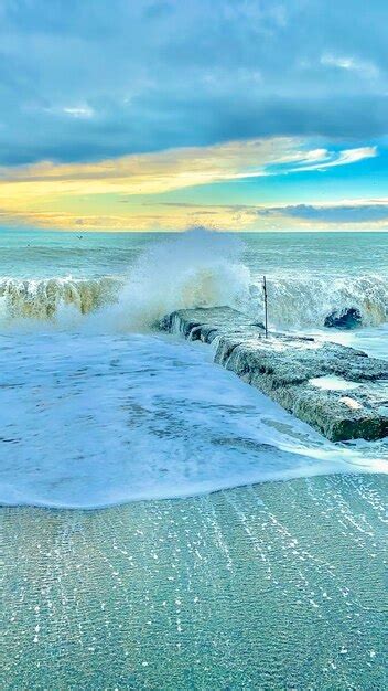 Premium Photo Beautiful Seascape With Stormy Sea Waves Nature Composition