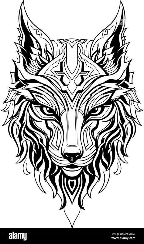 Wolf Face Stencil Tattoo