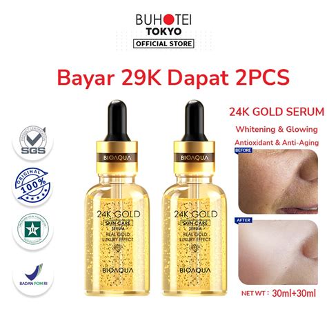 Jual BUHOTEI BIOAQUA 24K Gold Serum 30ml Whitening Dan Anti Aging Flek