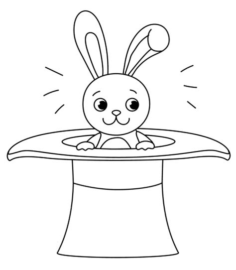 Rabbit In A Magician S Hat Coloring Page Free And Printable