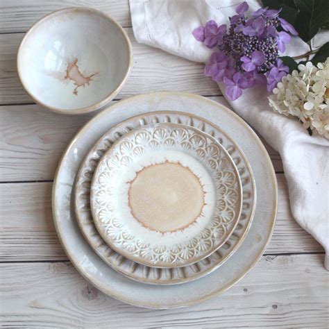 Andover Pottery — Handmade Dinnerware Set - Rustic Pottery White ...