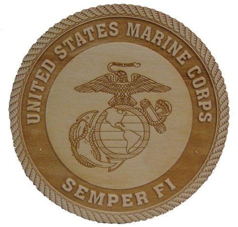 United States Marine Corps Logo Laser Engraved Wood Plaque Engraved Wood Laser Engraved Wood